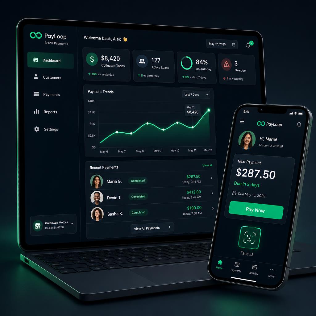 GoPayLoop dealer dashboard preview
